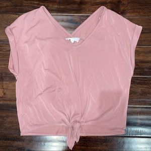 Pink Rose Front Knot Crop Top